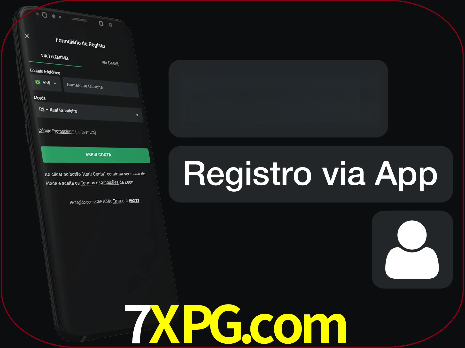 Registre-se com duas etapas usando o aplicativo.